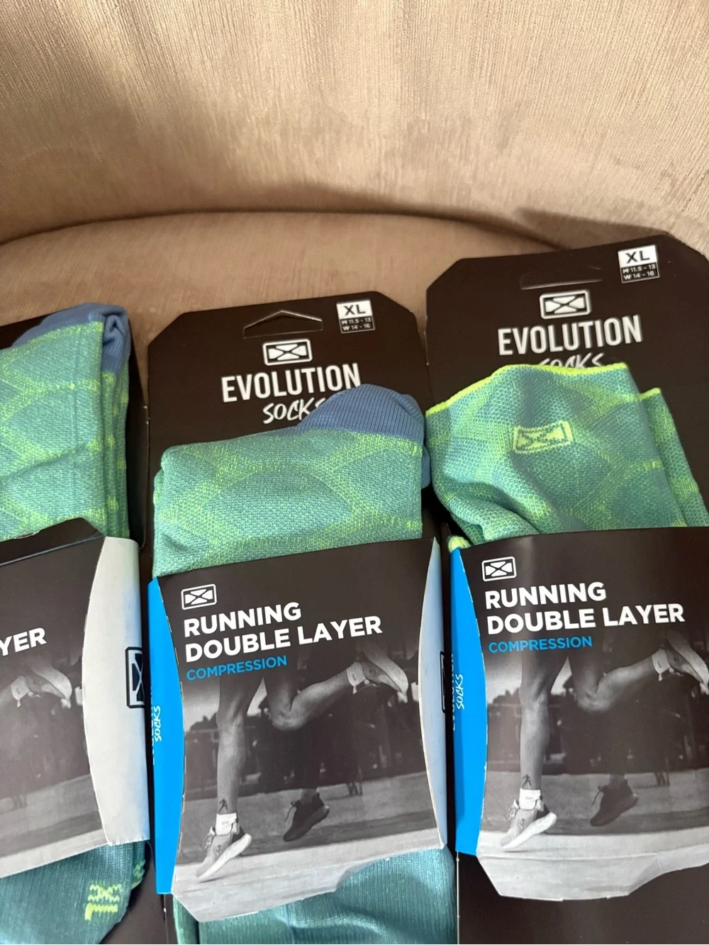 Bundle 3 Evolution Compression Socks Size XL Microfiber Running Double Layer